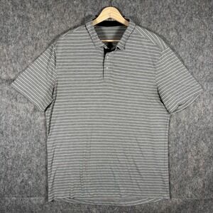 Lululemon Evolution Polo Metal Vent Men's Large Gray Striped Athleisure Golf